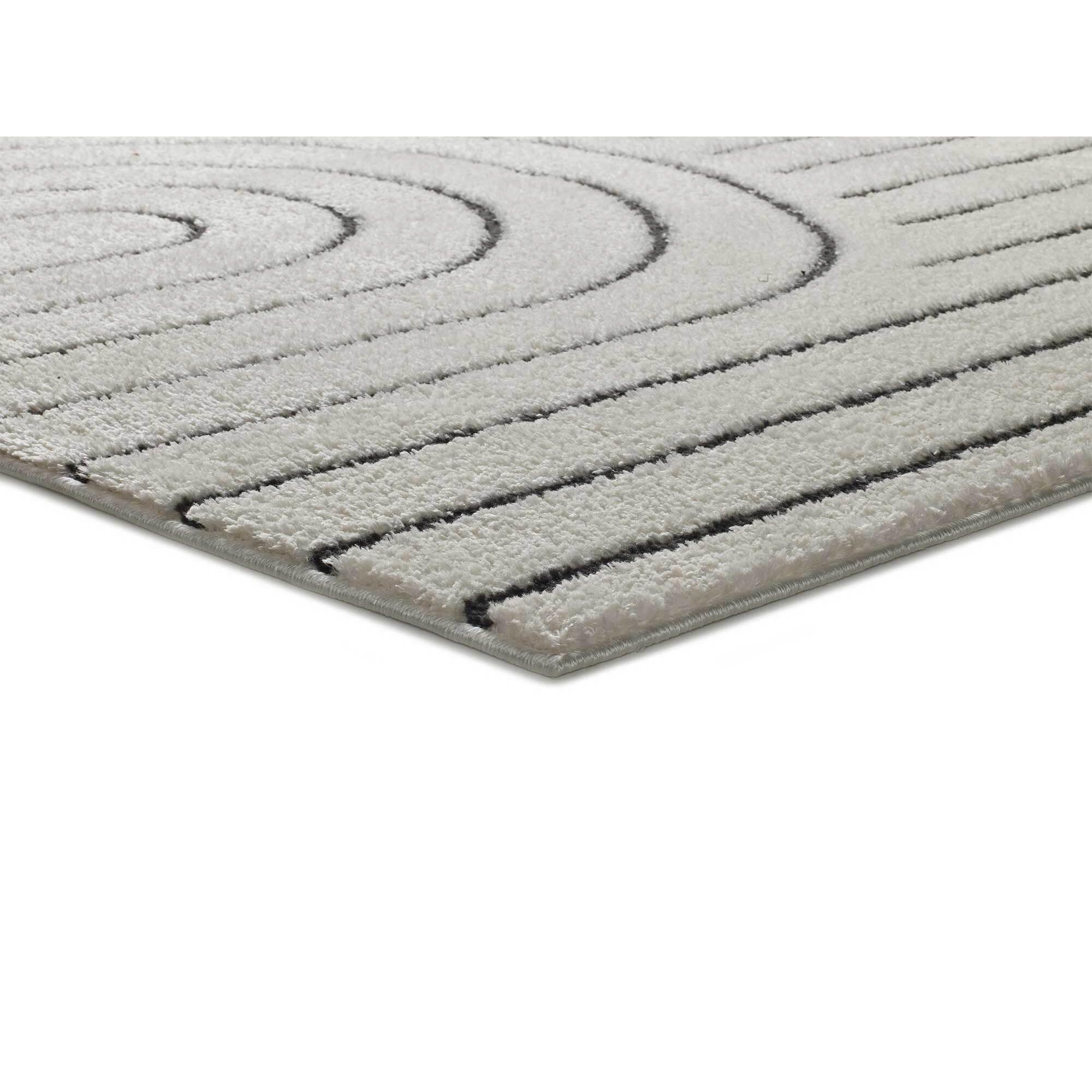 BLANCHE Alfombra geometrica con relieve en blanco y negro, varias medidas disponibles.