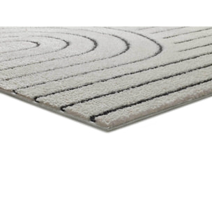 BLANCHE Alfombra geometrica con relieve en blanco y negro, varias medidas disponibles.