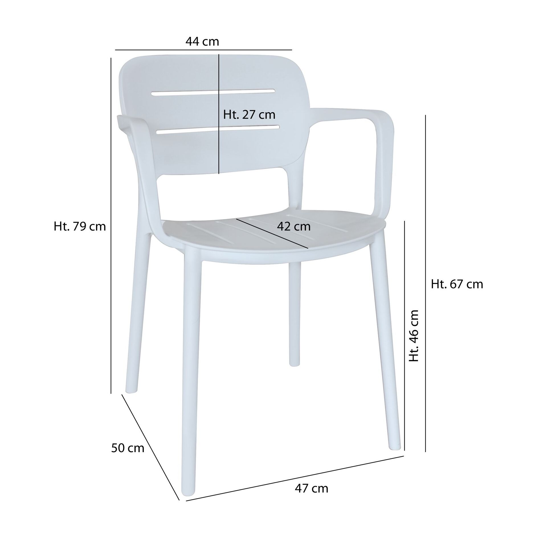 Lot de 4 fauteuils de table blanc extérieur en polypropylène SUNSET