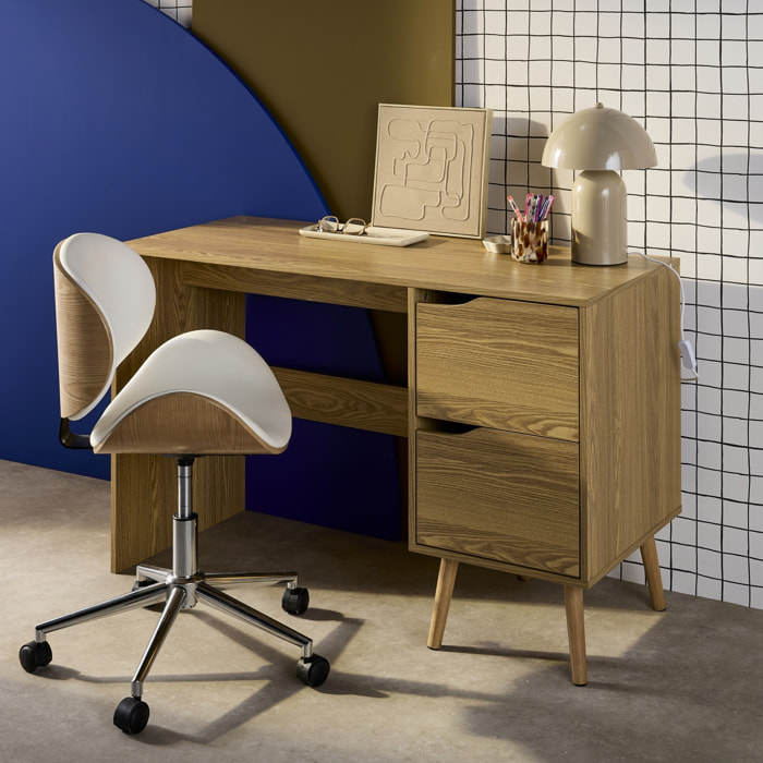 Bureau décor bois 2 tiroirs NEPAL