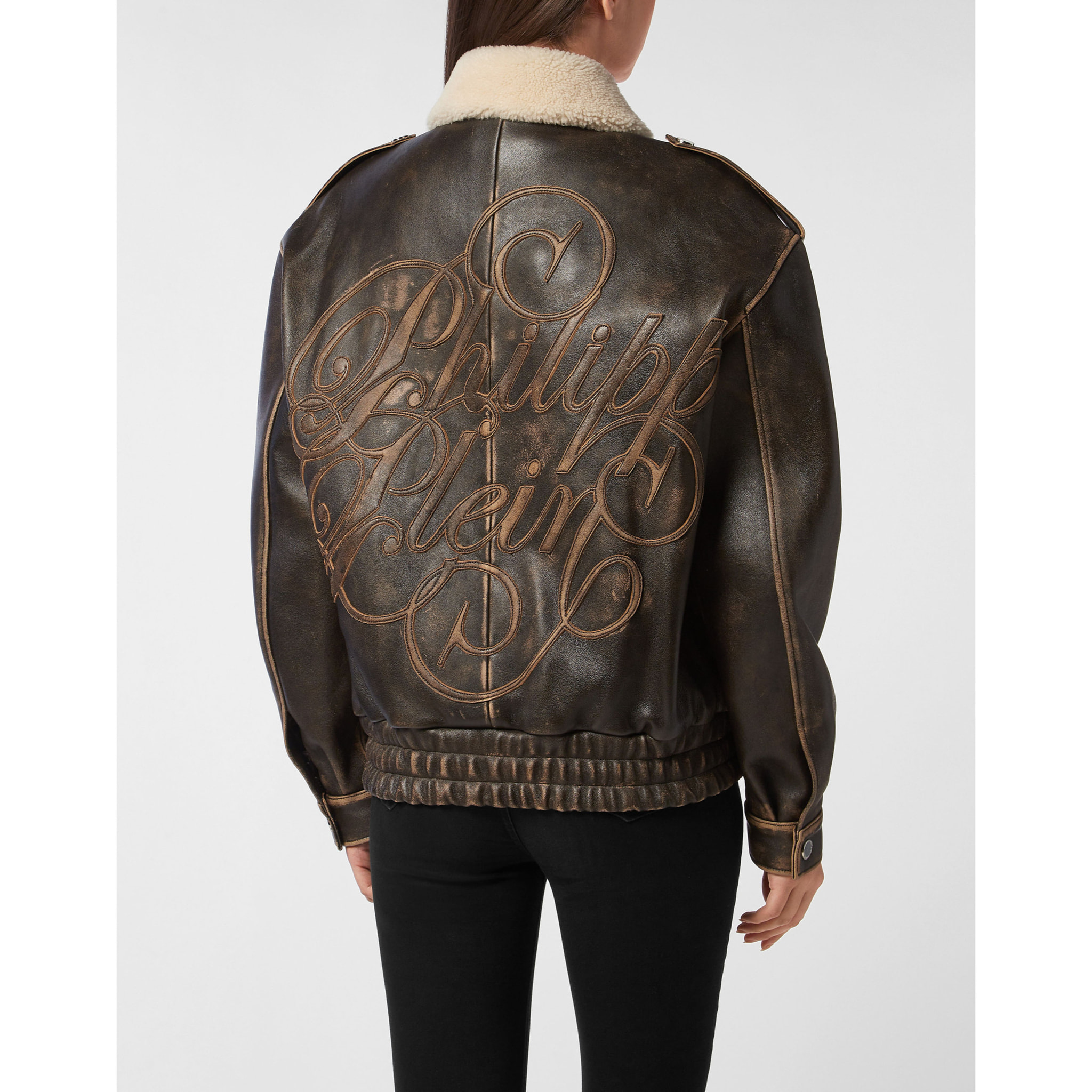 PHILIPP PLEIN Chaqueta de cuero SIGNATURE