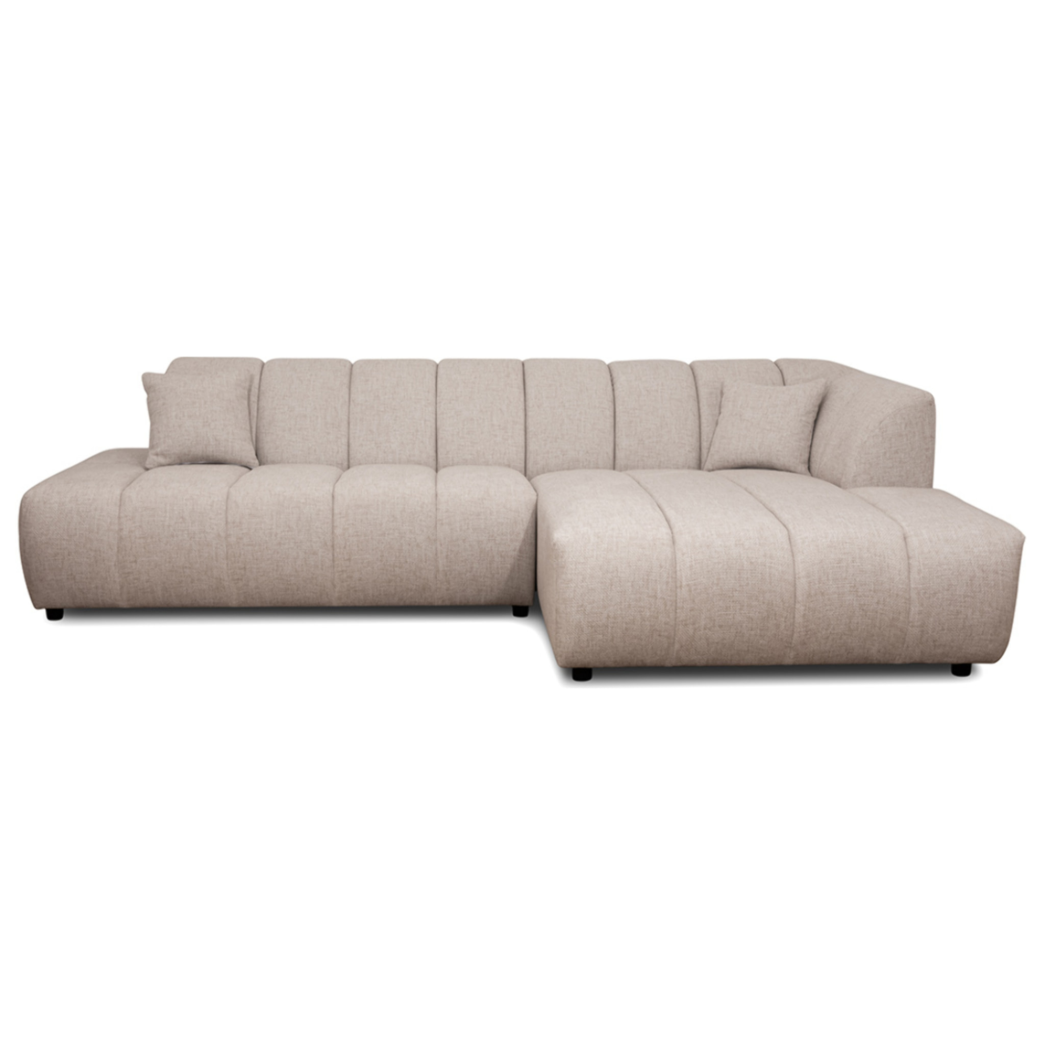 Curtis - canapé d'angle droit 4 places sans accoudoir en tissu texturé - Beige