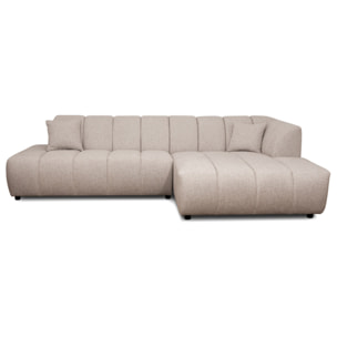 Curtis - canapé d'angle droit 4 places sans accoudoir en tissu texturé - Beige