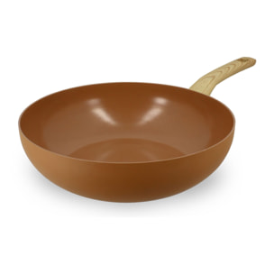 Wok 28cm avec revêtement céramique noisette - tous feux COLORAMA