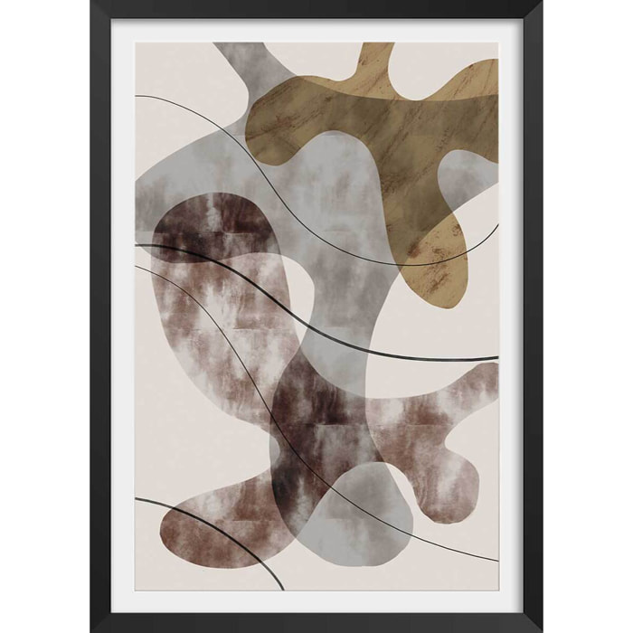 Affiche Organisme abstrait N°1 Affiche + cadre en bois - Noir