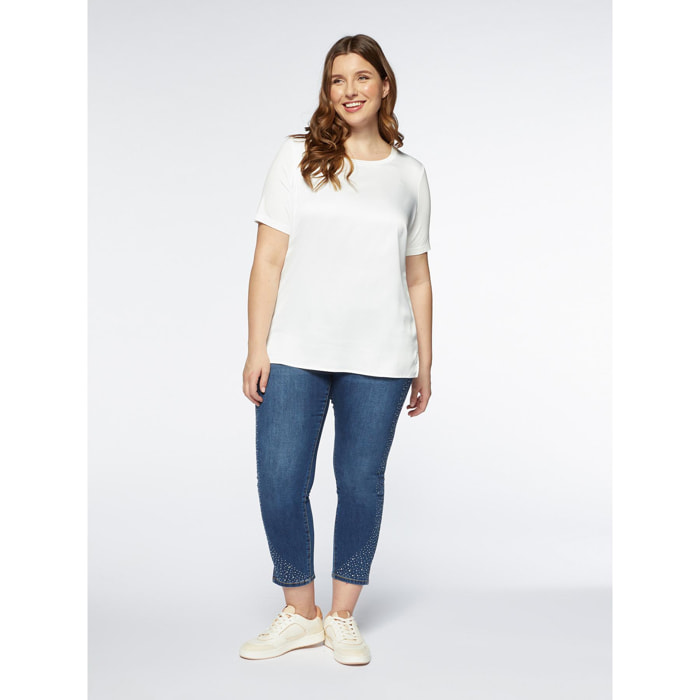 Fiorella Rubino - T-shirt in due tessuti - Bianco