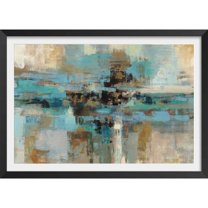 Affiche Fjord Affiche + cadre en bois - Noir