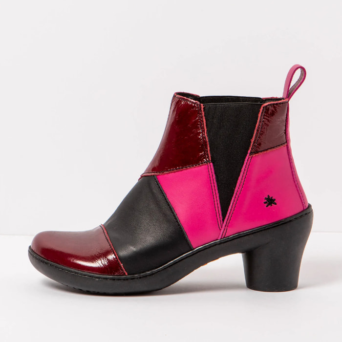 Botines con tacón 1453 MULTI LEATHER BURDEOS-BLACK/ ALFAMA color Burdeos-black