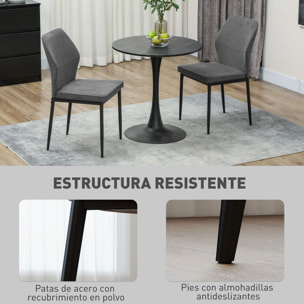 Juego de 2 Sillas de Comedor Modernas Sillas de Cocina con Asiento Acolchado y Tapizado Respaldo Curvo Patas de Acero para Salón Dormitorio Gris