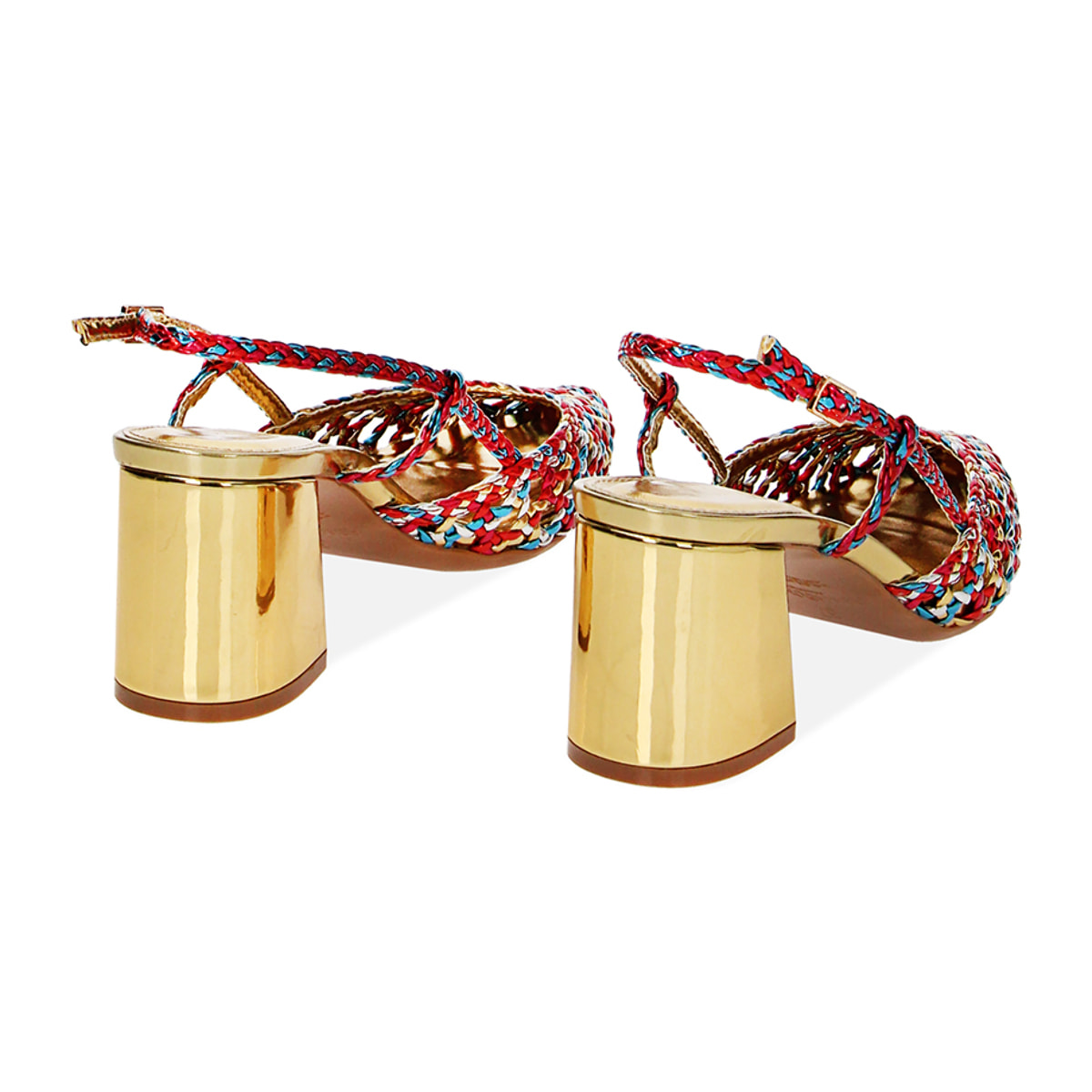 Décolleté multicolor laminate, tacco largo 6,4 cm