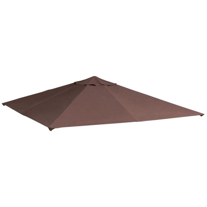 Toile de rechange pour pavillon tonnelle tente 3 x 3 m polyester haute densité 180 g/m² revêtement PA anti-UV chocolat