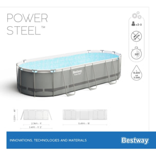 Bestway Piscine hors sol tubulaire ovale Bestway Power Steel 549 x 274 x 122 cm gris