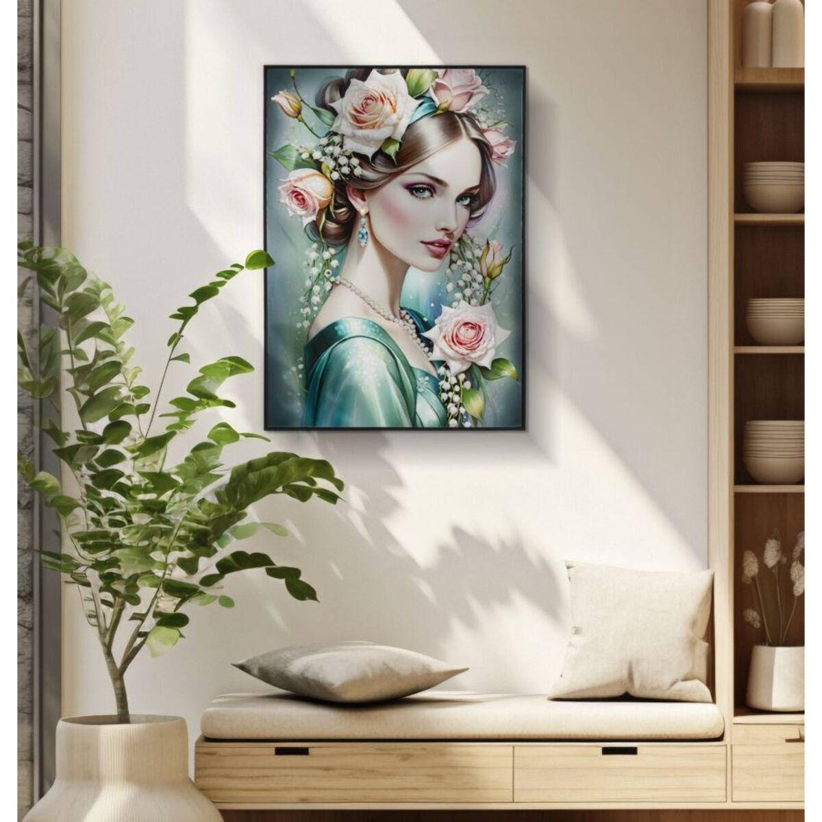 DIPINTO SU TELA LACCATO FANTASY C/CORNICE -A- CM 72X4X102