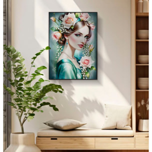 DIPINTO SU TELA LACCATO FANTASY C/CORNICE -A- CM 72X4X102