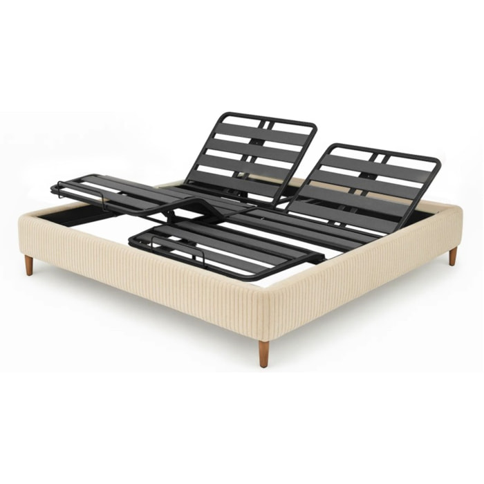 Lit électrique Ergoflex | Contour Velours Côtelé | Beige