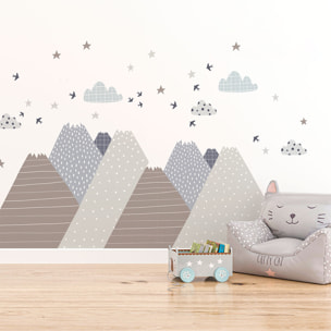 Stickers muraux enfants - Décoration chambre bébé - Autocollant Sticker mural géant enfant montagnes scandinaves LOLAKA