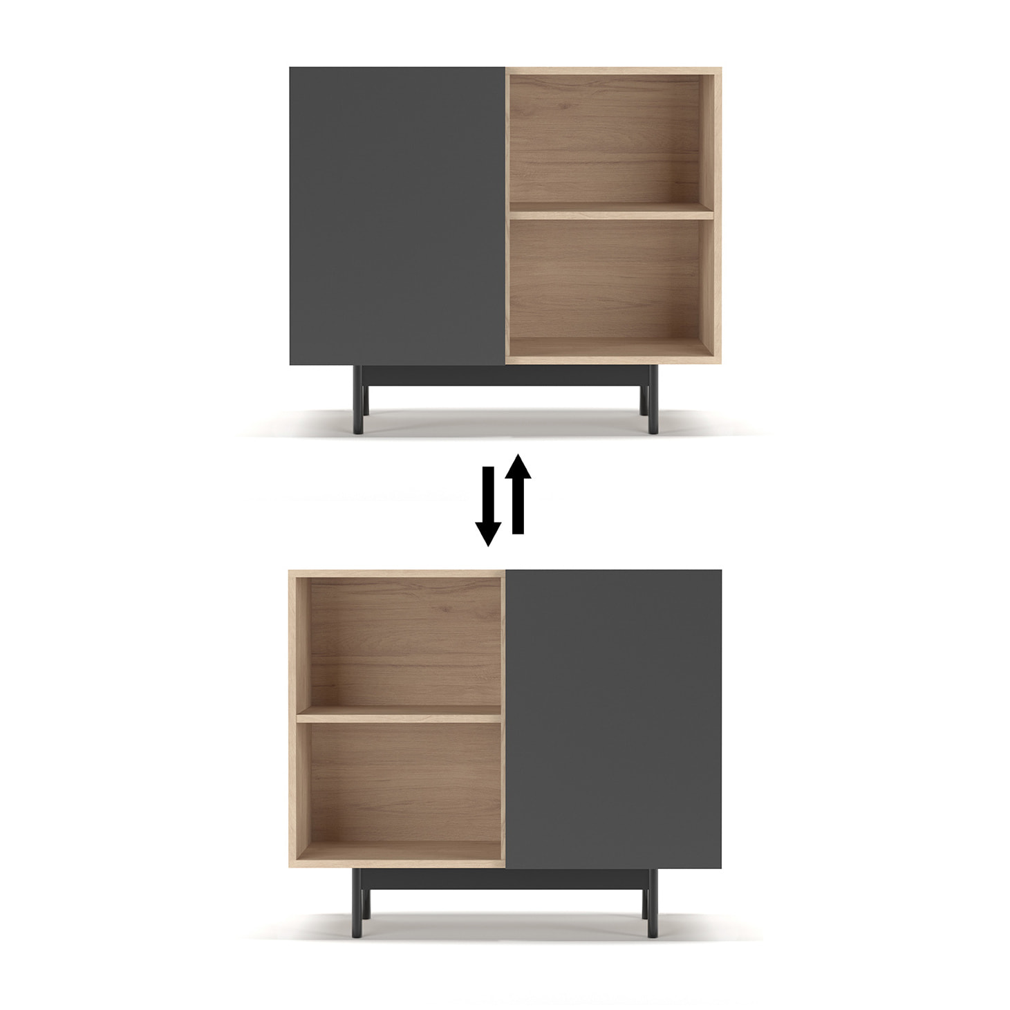 Aparador 1 puerta Printed roble y grafito 78x90x34cm