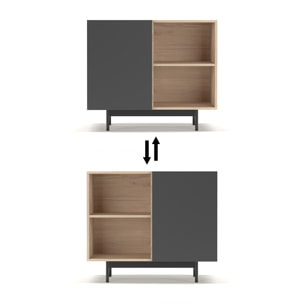 Aparador 1 puerta Printed roble y grafito 78x90x34cm