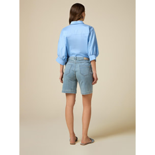 Oltre - Shorts en denim blanqueados a la piedra - Light - blue