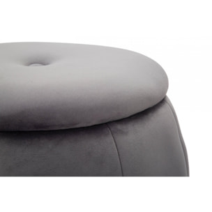 Pouf contenitore in legno di pino, rivestimento in spugna e velluto, colore grigio, Misure 43 x 43 x 43 cm