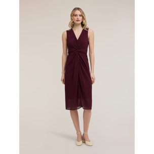 Motivi - Vestido tubo de georgette con drapeado - Burgundy
