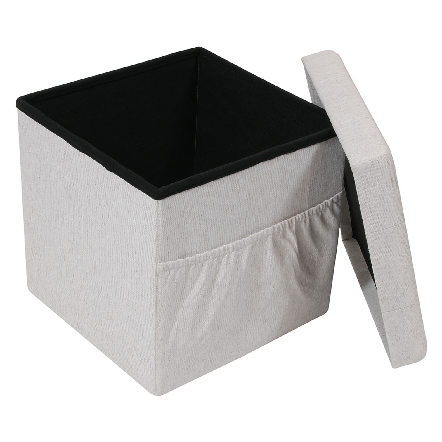 Coffre Pouf Pliable Tissu Beige