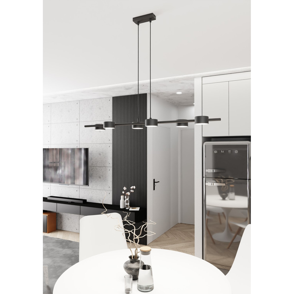 Lampada a sospensione Sora in acciaio nero opaco