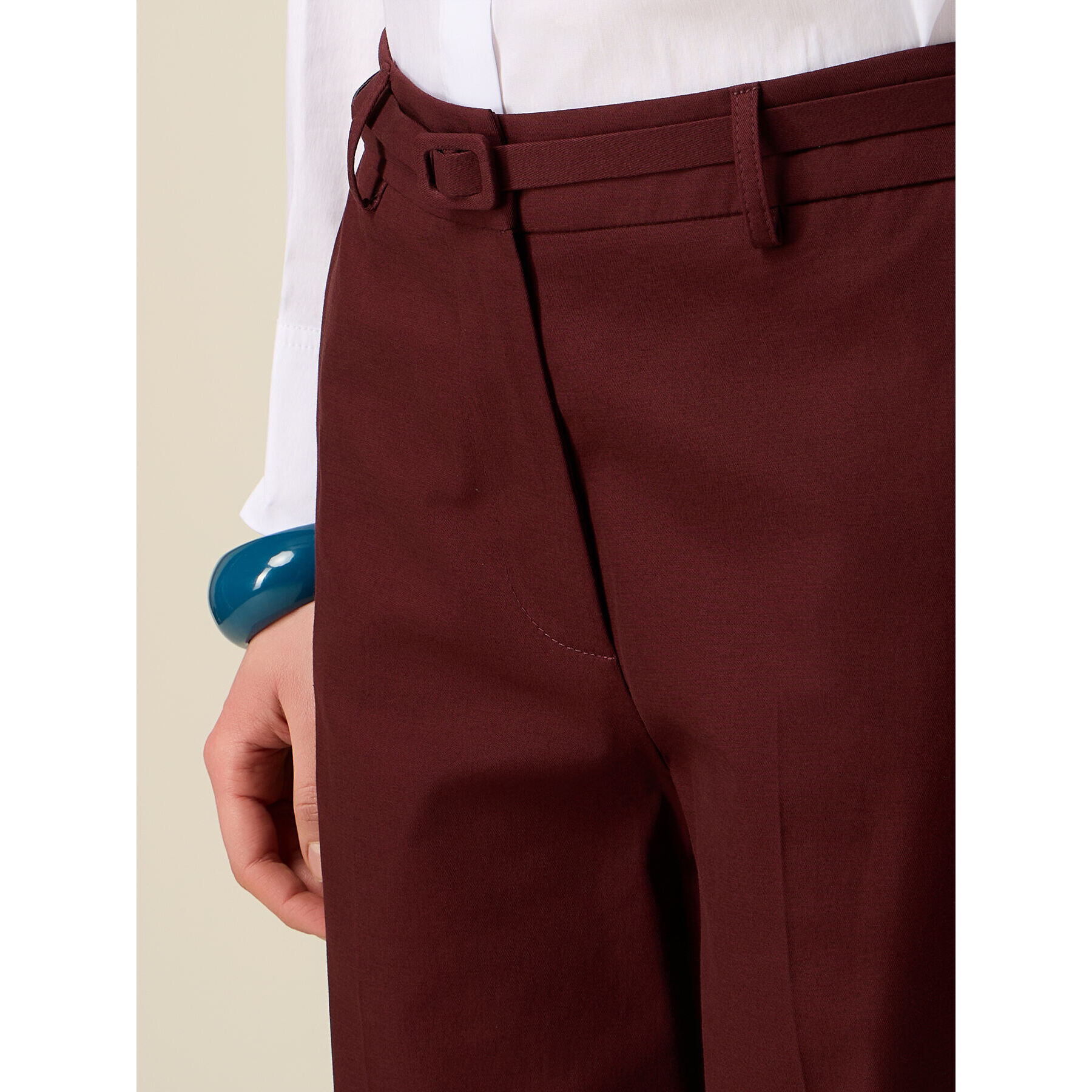 Oltre - Pantalones palazzo de mezcla de algodón - Marrón