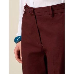 Oltre - Pantalones palazzo de mezcla de algodón - Marrón