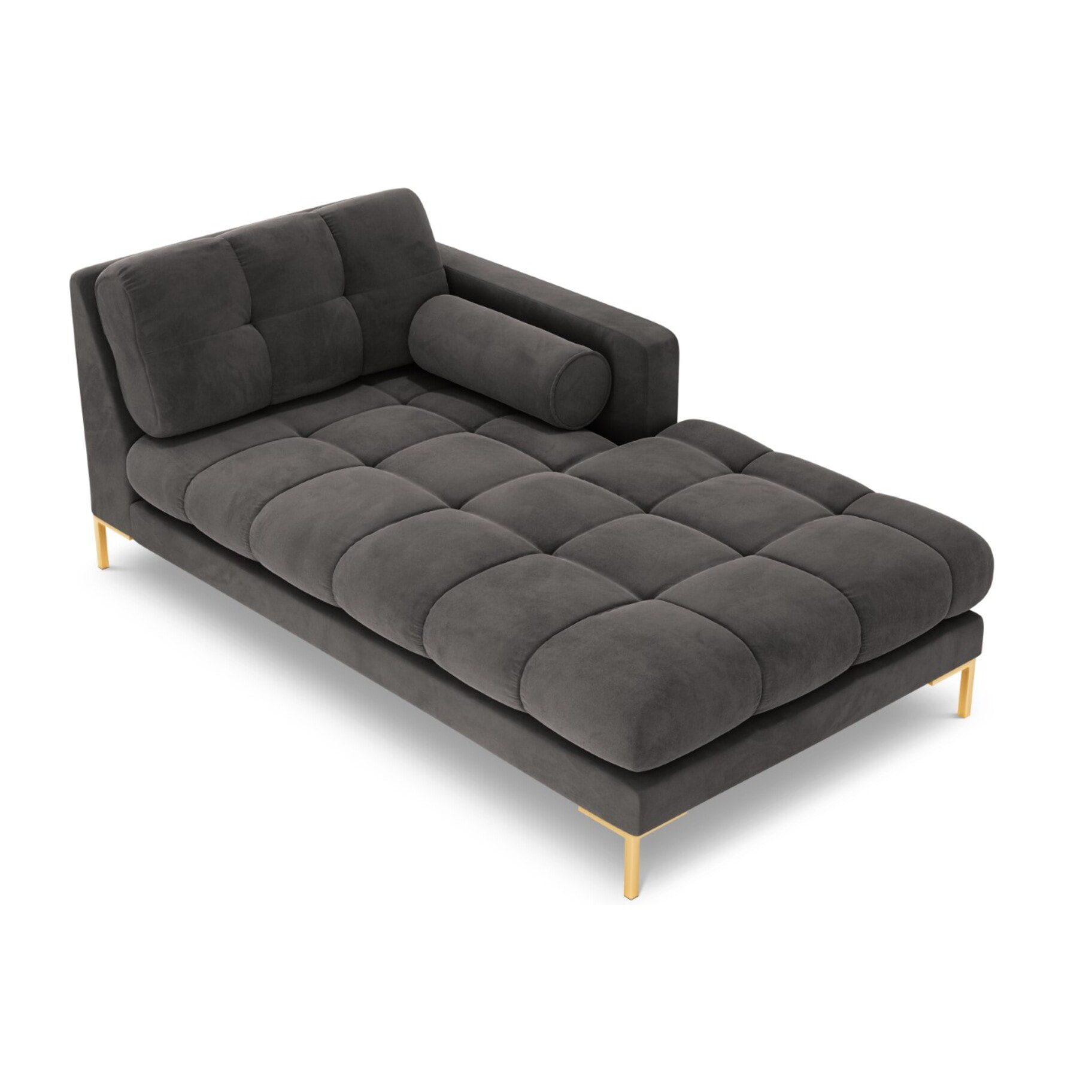 Méridienne droite "Bali" en velours gris foncé