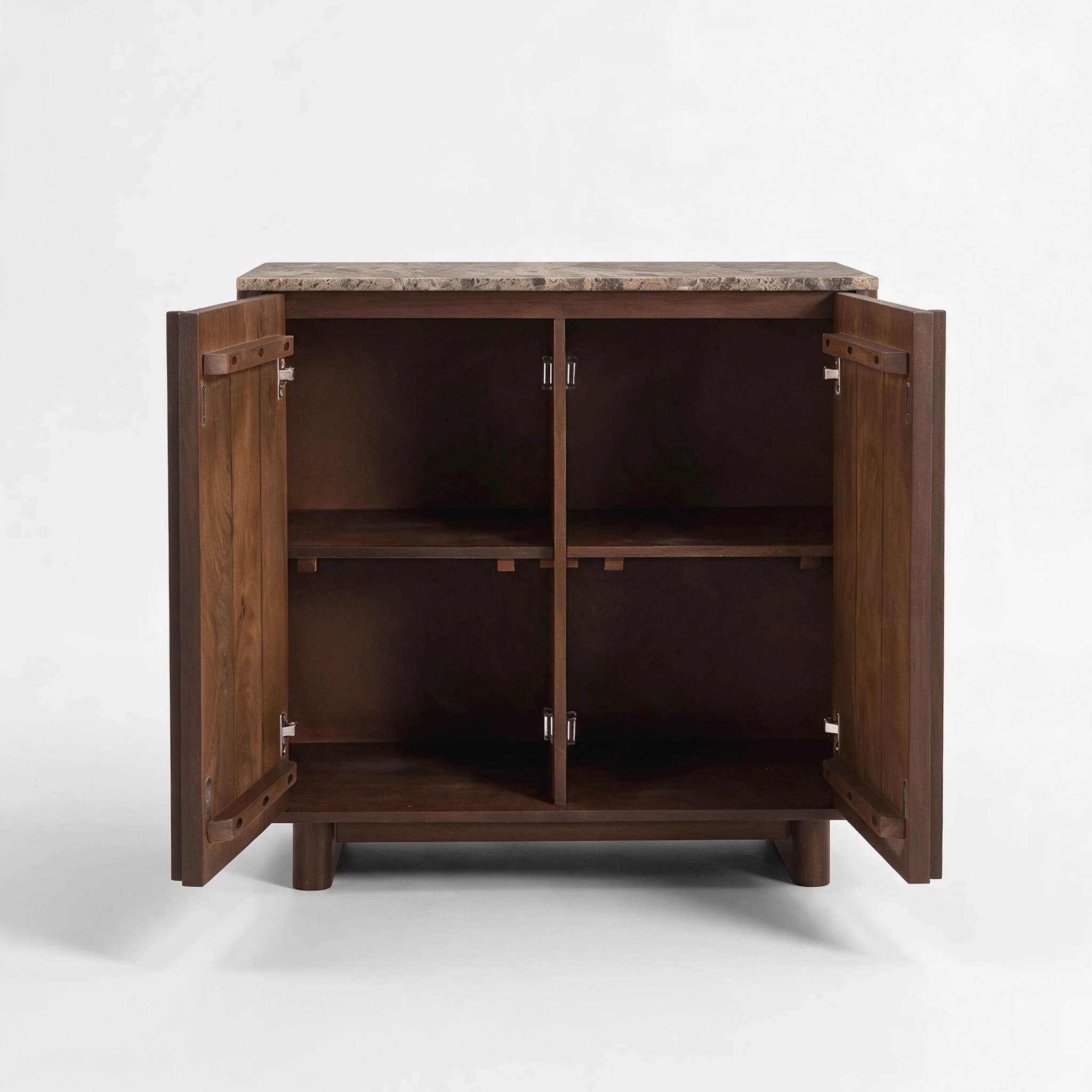 Petit buffet en bois de manguier et plateau en marbre - Flavio