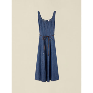 Oltre - Vestido largo sin mangas efecto denim - Azul