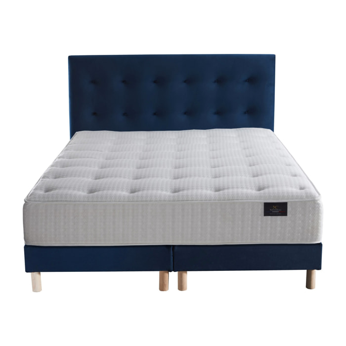 Ensemble Hélios + tête de lit capitonnée - Matelas ressorts ensachés Mémoire de forme Latex