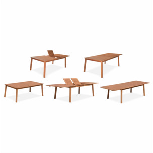 Salon de jardin en bois extensible - Almeria - table 200/250/300cm avec 2 rallonges. 2 fauteuils et 8 chaises. en bois d'Eucalyptus huilé et textilène gris taupe