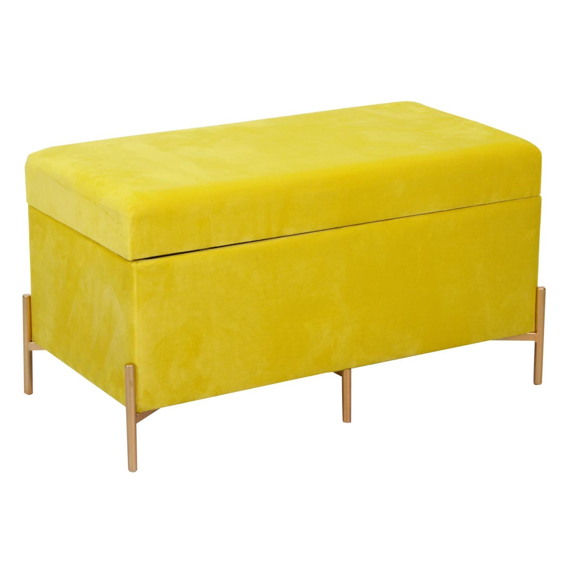 Panca contenitore Vacchetti in velluto giallo cm78x40h45