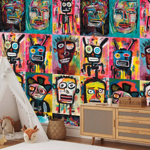 Papier peint, celebration basquiat Multicolore