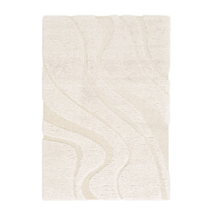 Tapis intérieur shaggy motif avec relief crème AMY