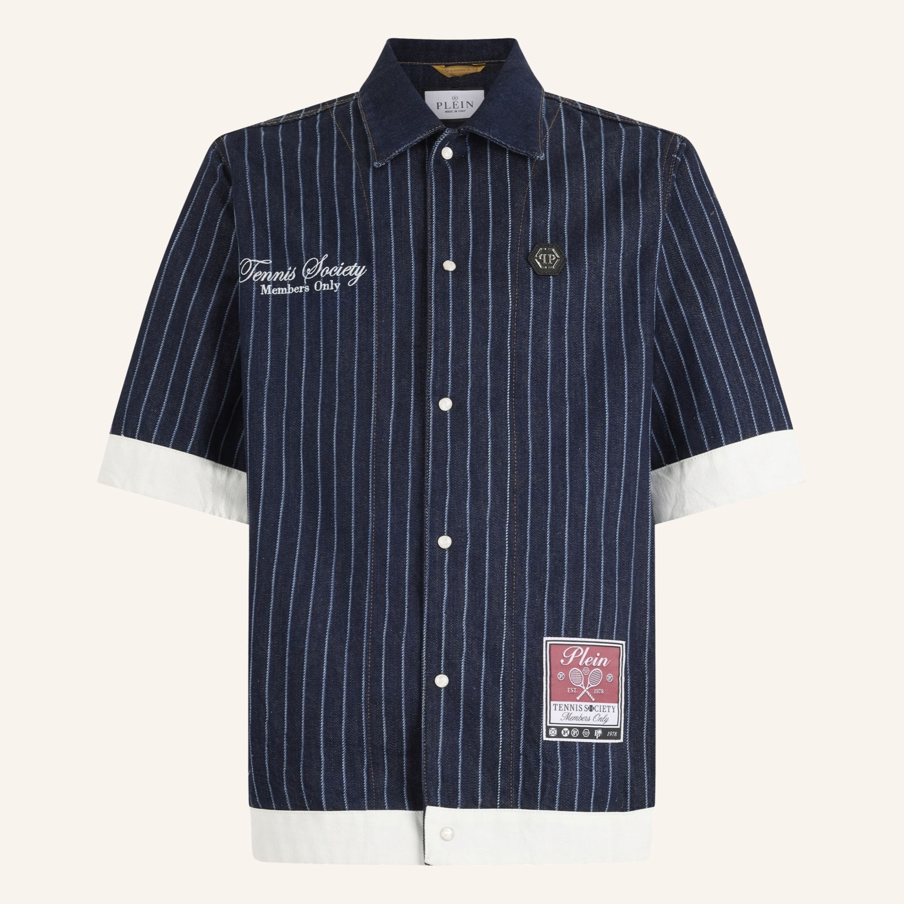 PHILIPP PLEIN Shortsleeve Denim Overshirt Tennis