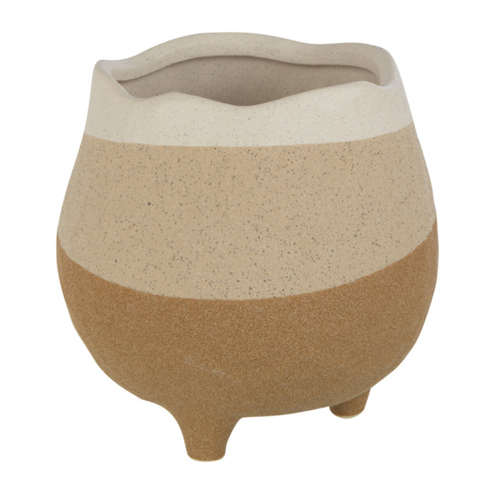 J-Line Cachepot Sur Pied Ceramique Beige/Marron Clair Medium