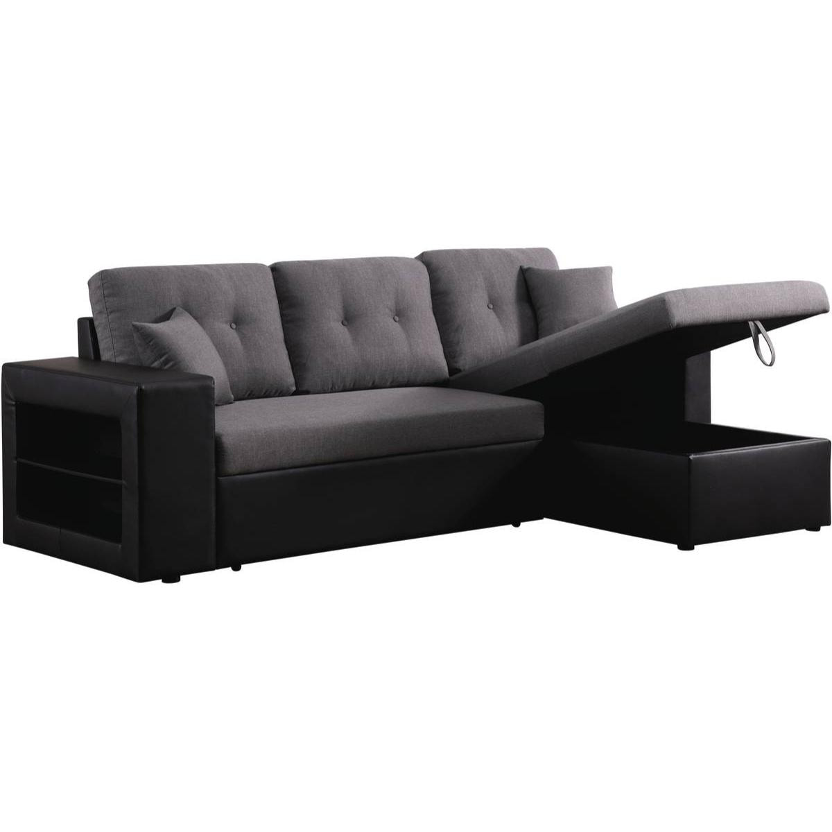 Canapé d'angle convertible/réversible ''Axel'' - 3 places - Noir/Gris