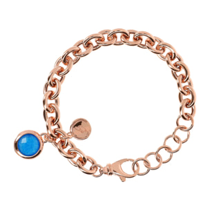 Bracciale Catena Rolo con Ciondolo in Pietra Naturale Tonda Quarzo Cristallo