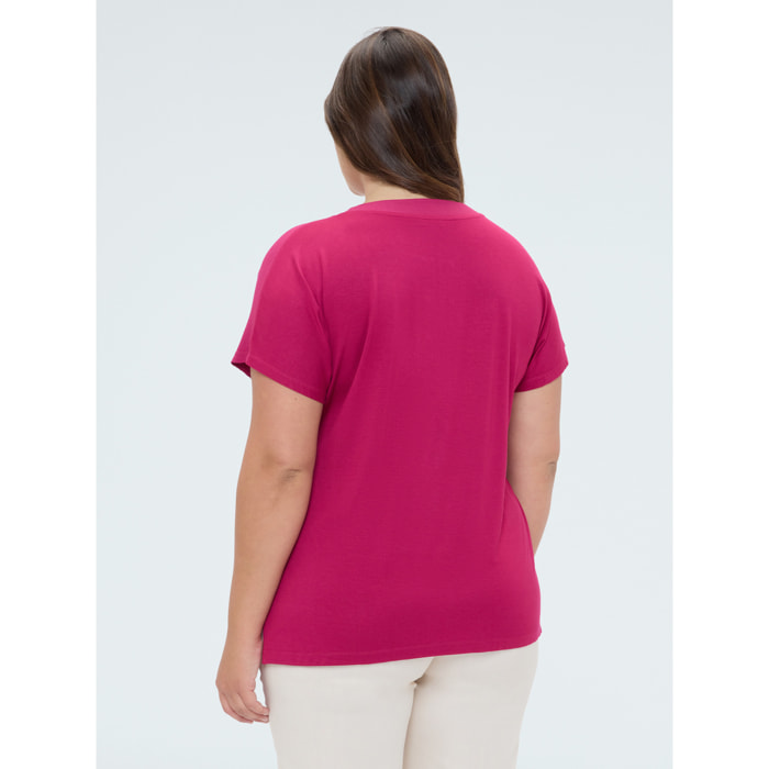 Fiorella Rubino - T-shirt in viscosa con dettaglio perle - Rosso