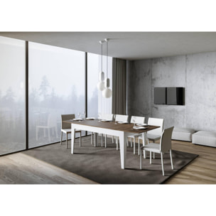 Mesa extensible 90x160/220 cm Cico Mix tapa Nogal patas Fresno Blanco