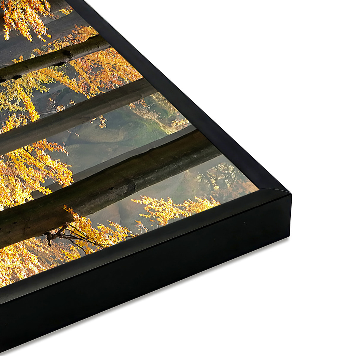 Affiche encadrée forêt d’automne aux couleurs chaudes Affiche + cadre en métal - Noir