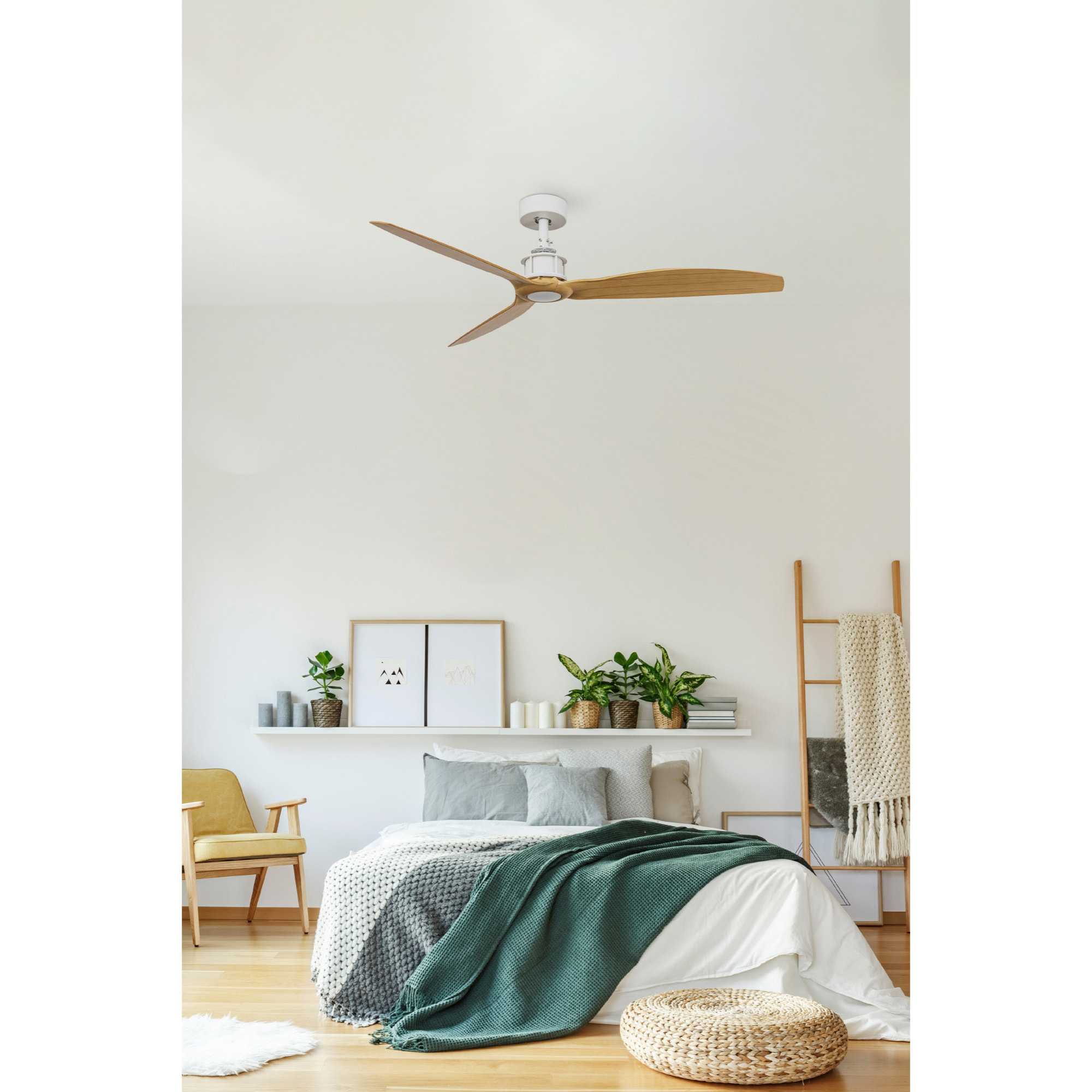 JUST FAN M Ventilador blanco/madera clara DC