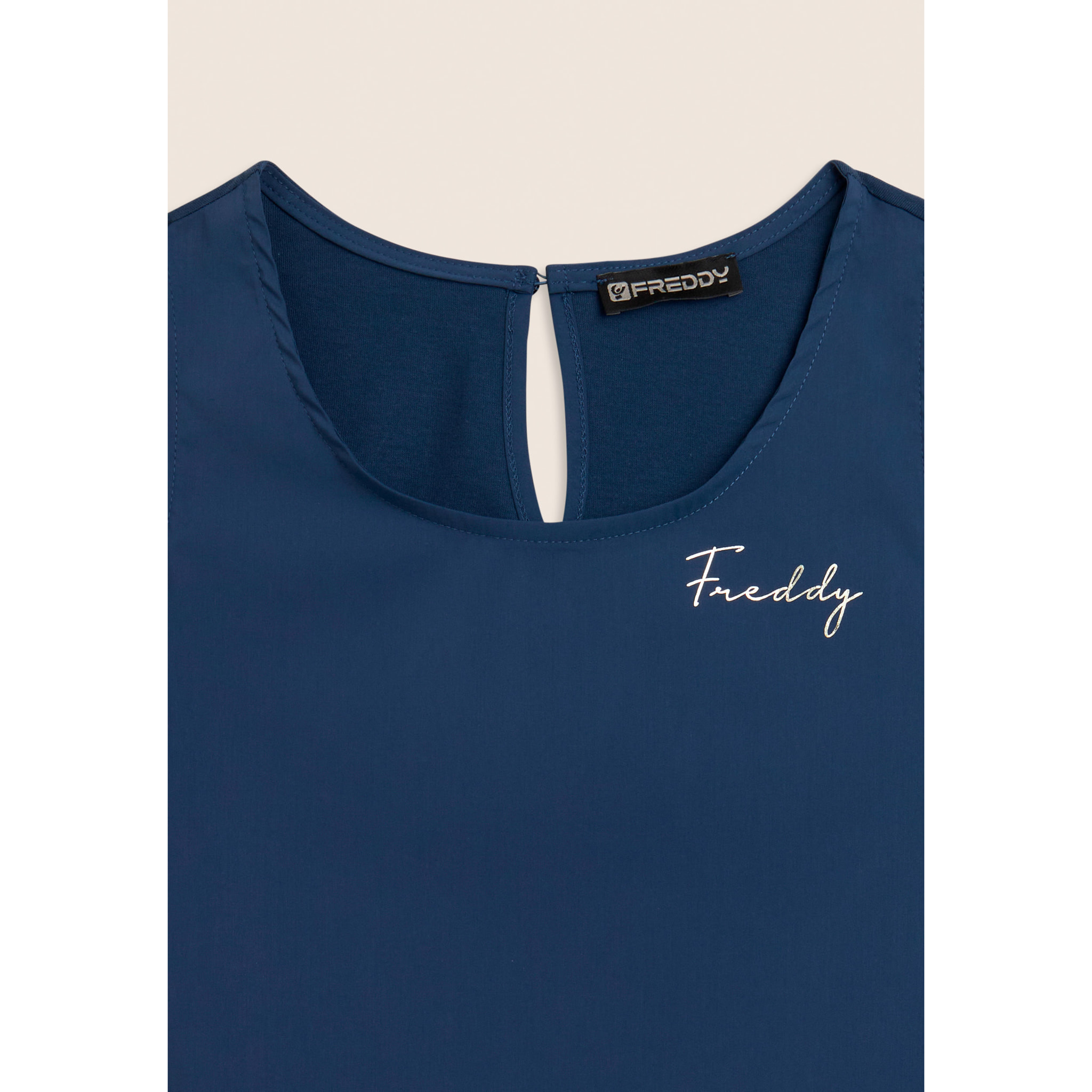 Canotta Svasata con Ricamo Floreale