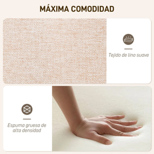 Sillón con Reposapiés Sillón Lectura con Respaldo Alto Capitoné Patas de Madera y Tapizado en Lino Butaca para Salón Dormitorio Oficina Beige