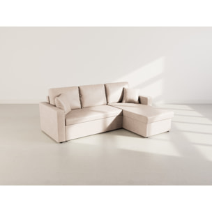Cyrus - Canapé d'angle réversible 4 places - convertible avec coffre - en simili - Beige