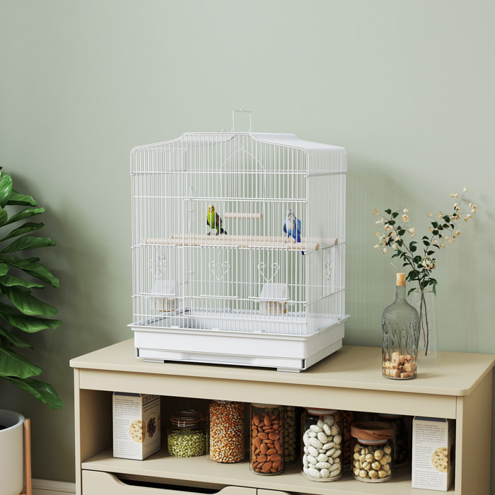 Cage oiseaux portable grande porte 5 trappes nourrissage + accessoires
