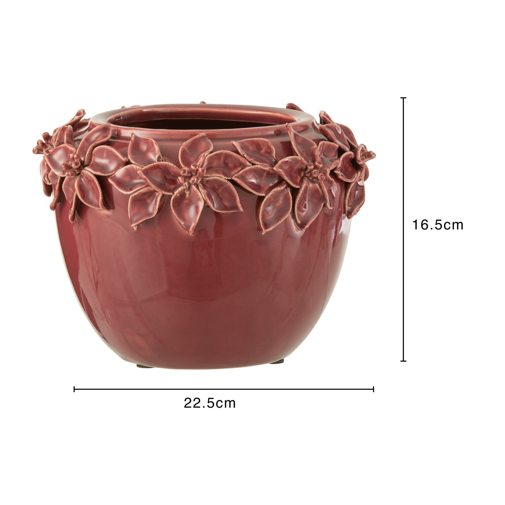 J-Line cache-pot Fleur - céramique - rose - large - Ø 22.5 cm